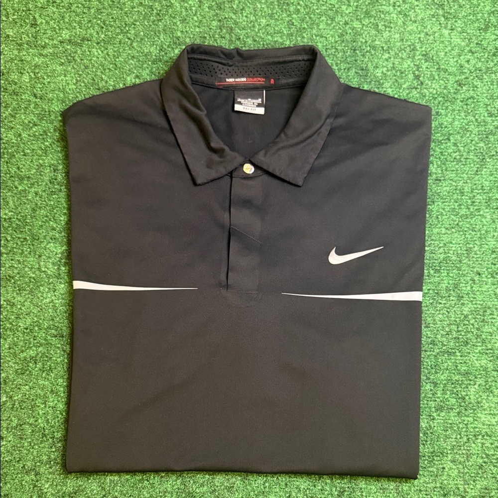 Tiger Woods Collection by Nike Dri-Fit Polo (Black / Size Medium)